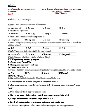 Bài kiểm tra đánh giá năng lực học sinh môn Tiếng Việt Lớp 2 (Kết nối tri thức với cuộc sống) - Năm học 2021-2022
